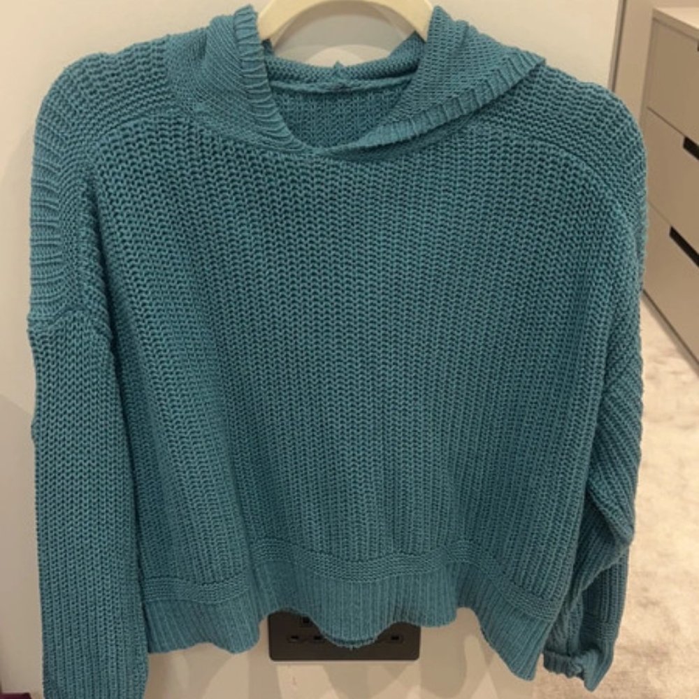 Made in Italy teal knitted hoodie one size